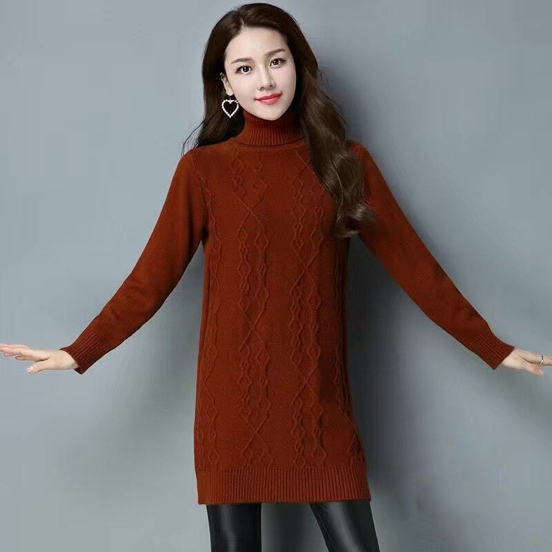 Women's Acrylic Turtleneck Full Sleeves Pullover Knitwear Sweater