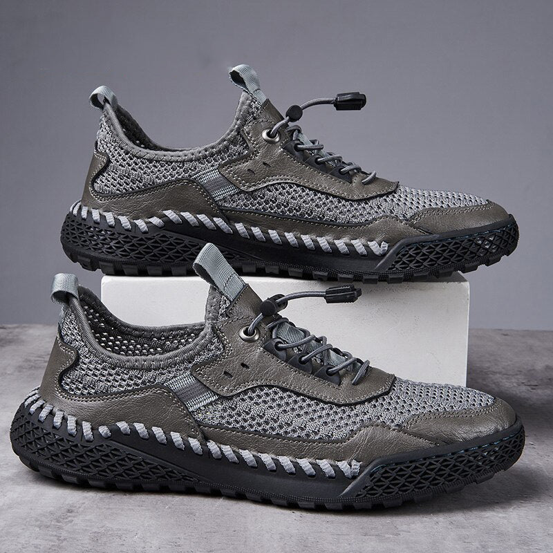 Men's Mesh Round Toe Lace-up Closure Breathable Casual Sneakers