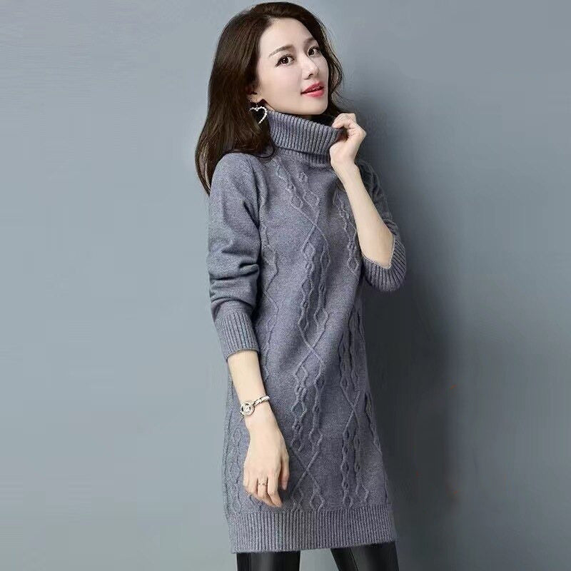 Women's Acrylic Turtleneck Full Sleeves Pullover Knitwear Sweater