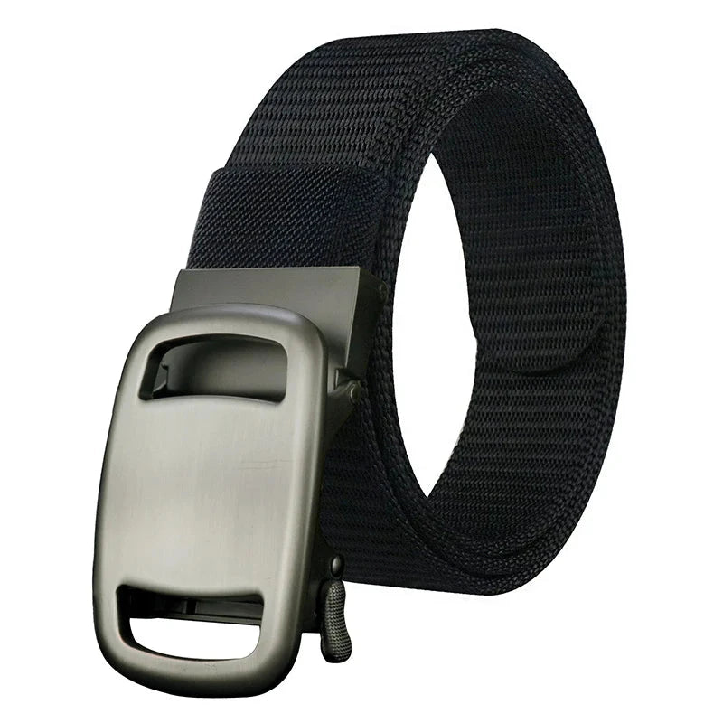 Men's Canvas Automatic Buckle Closure Plain Pattern Trendy Belts