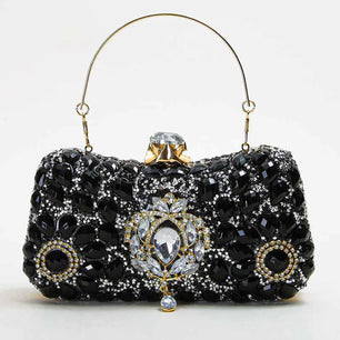 Women's Polyester Hasp Closure Rhinestone Pattern Evening Clutch