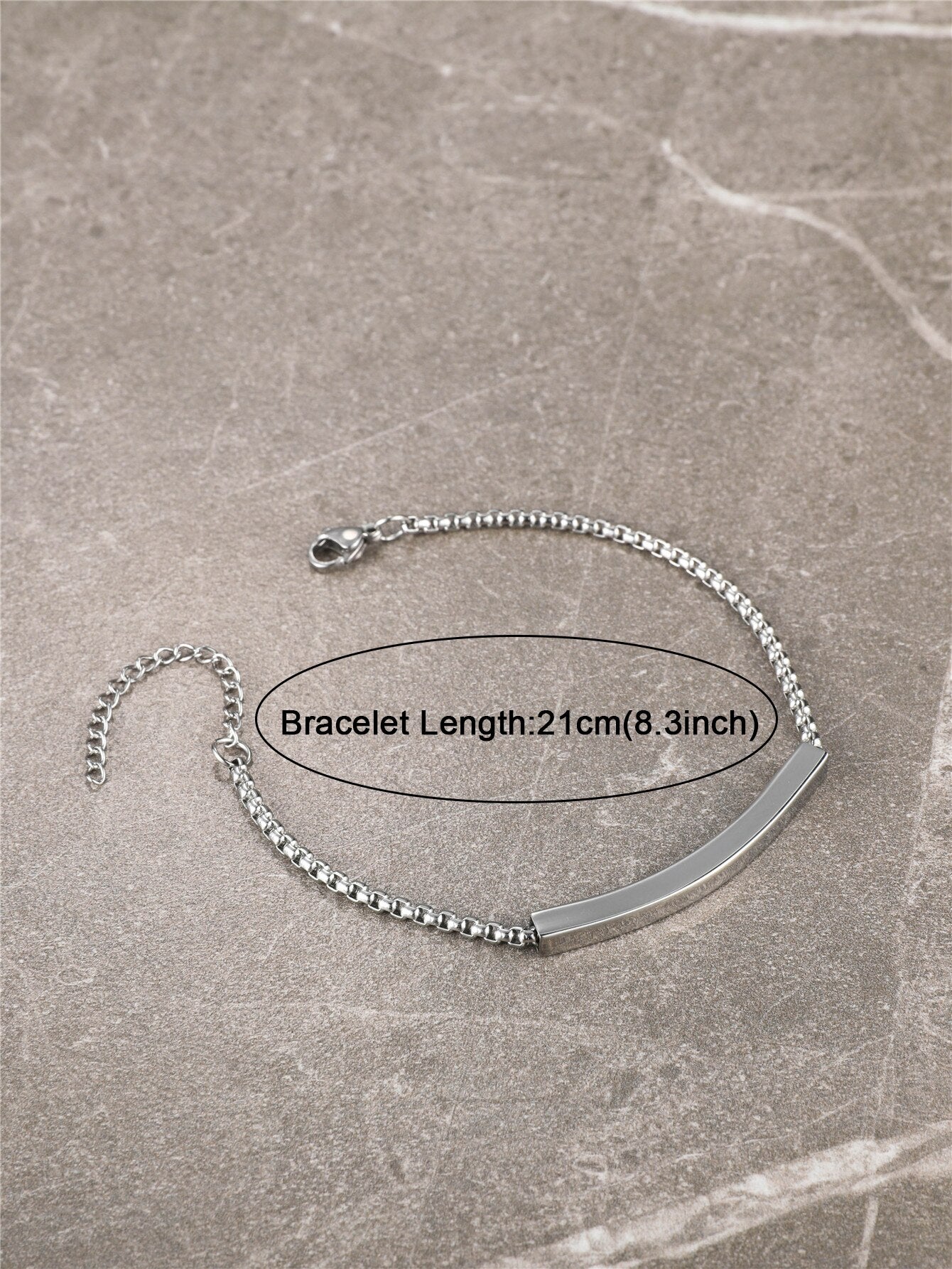 Men's Stainless Steel Toggle Clasp Elegant Rock Chain Bracelet