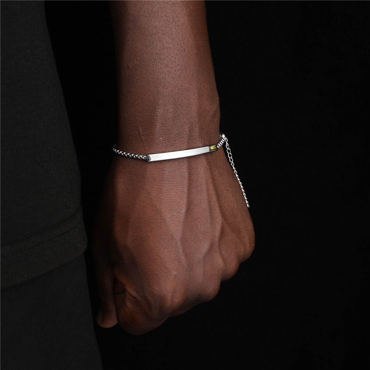 Men's Stainless Steel Toggle Clasp Elegant Rock Chain Bracelet