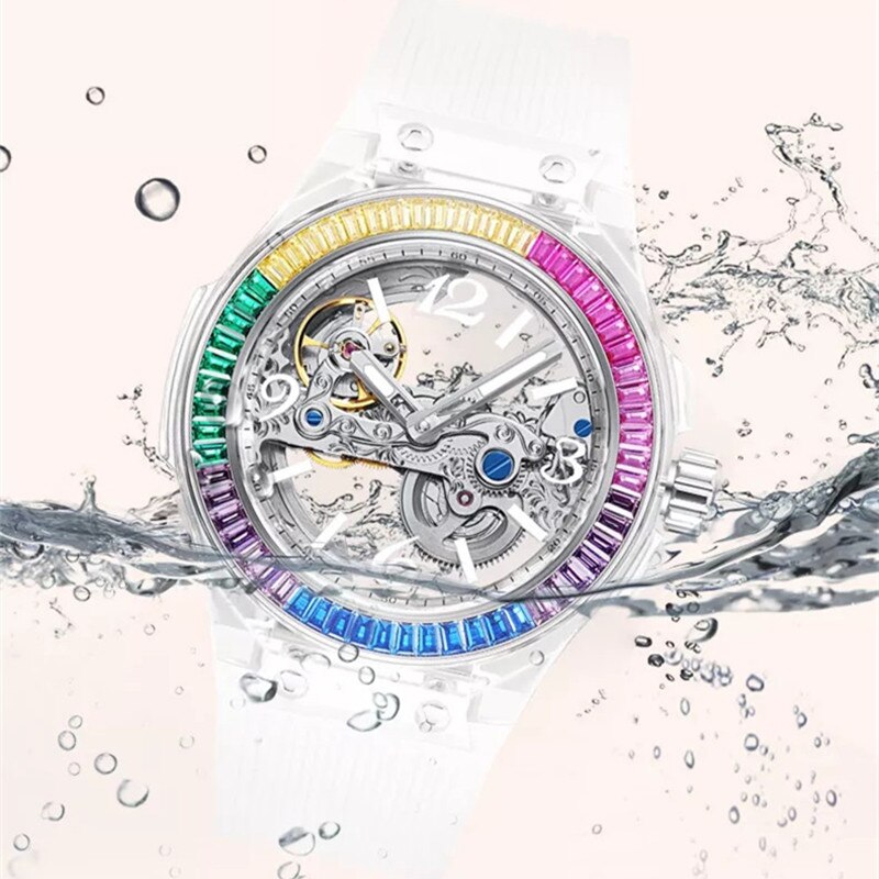 Women's Acrylic Case Round Shape Waterproof Luxury Watches