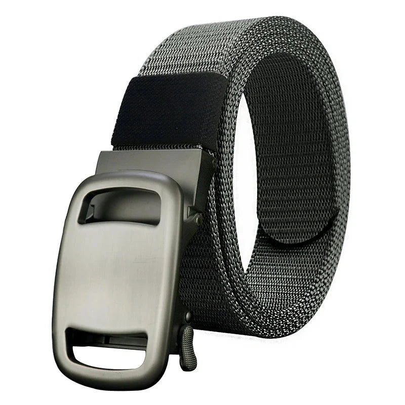 Men's Canvas Automatic Buckle Closure Plain Pattern Trendy Belts