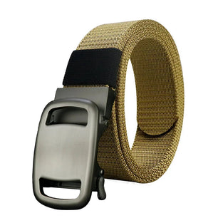 Men's Canvas Automatic Buckle Closure Plain Pattern Trendy Belts