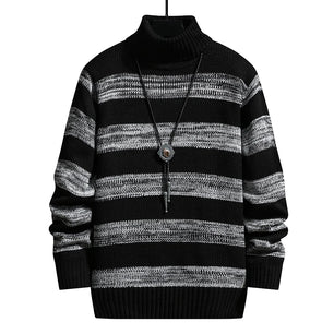 Men's Polyester Full Sleeves Striped Pullover Casual Sweater