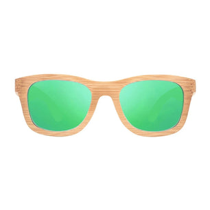 Men's Bamboo Frame Polaroid Lens Square Shaped UV400 Sunglasses