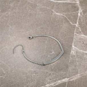 Men's Stainless Steel Toggle Clasp Elegant Rock Chain Bracelet