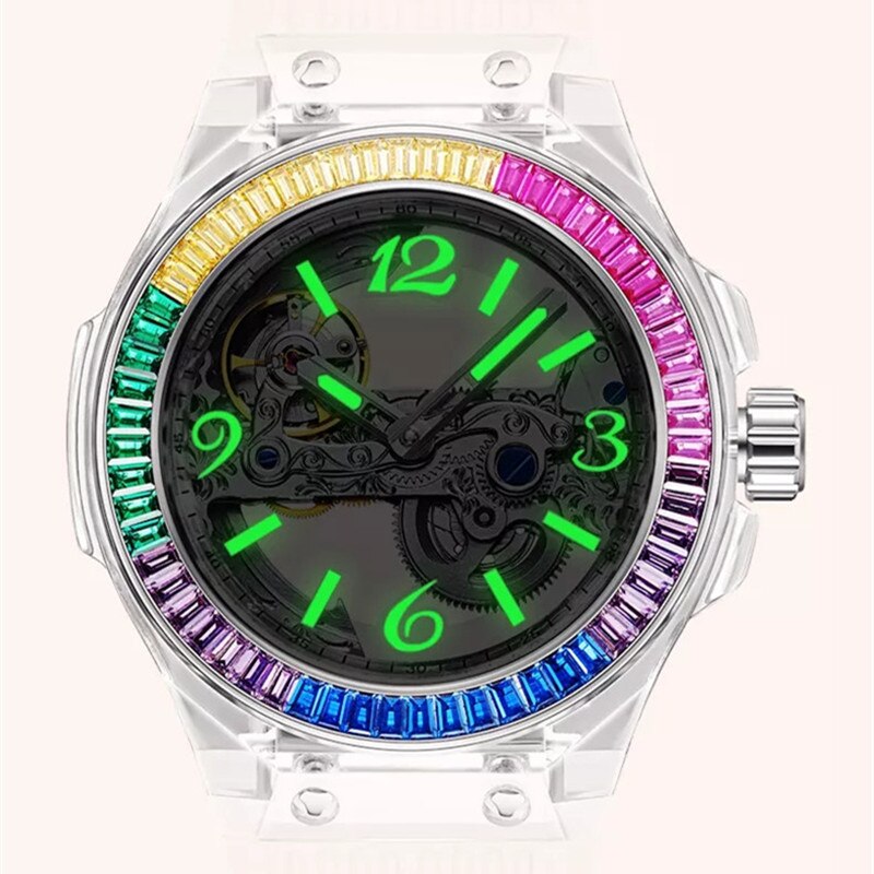 Women's Acrylic Case Round Shape Waterproof Luxury Watches