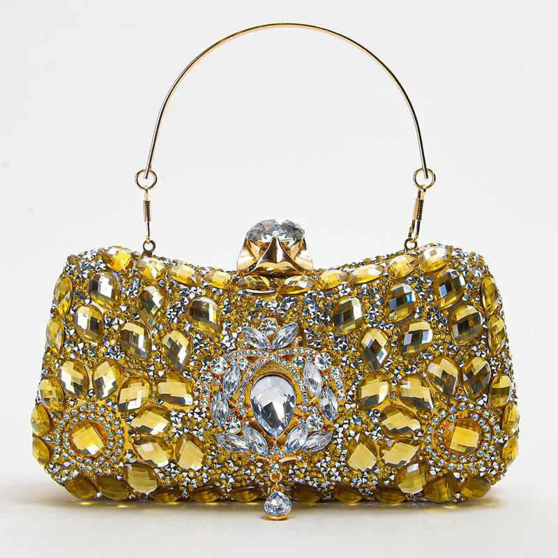 Women's Polyester Hasp Closure Rhinestone Pattern Evening Clutch