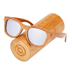 Men's Bamboo Frame Polaroid Lens Square Shaped UV400 Sunglasses