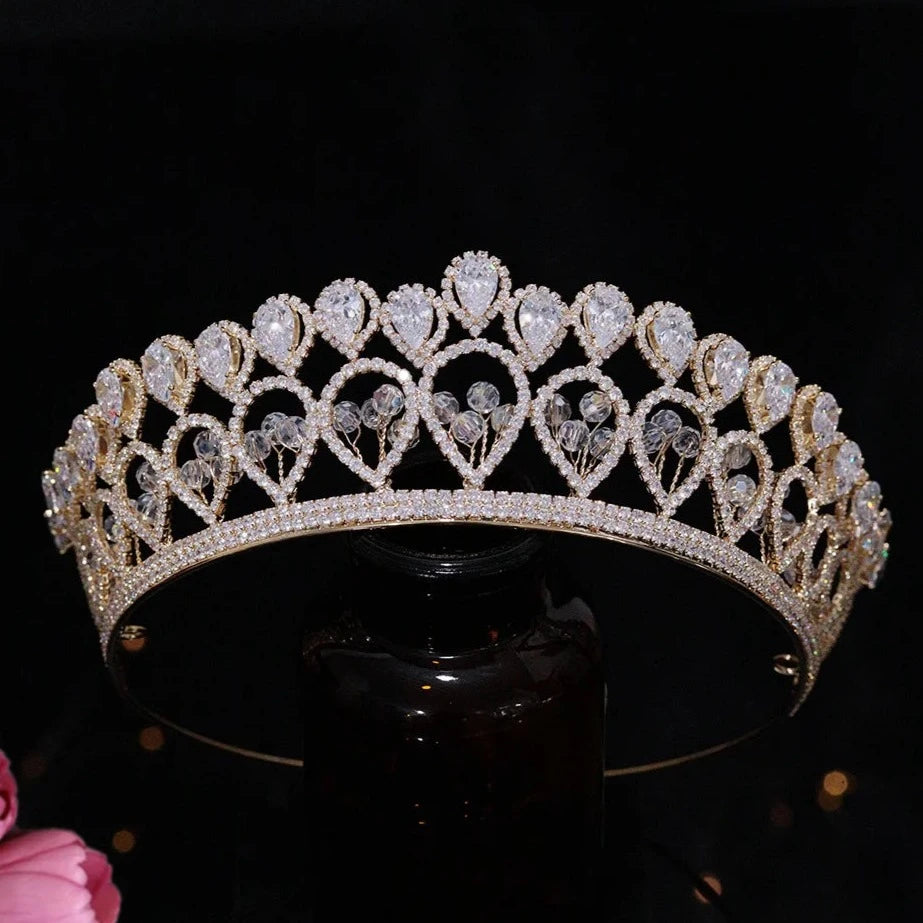 Women's Copper Water Drop Pattern Tiaras Bridal Wedding Crown