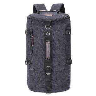 Men's Canvas Zipper Closure Solid Pattern Silt Pocket Backpack