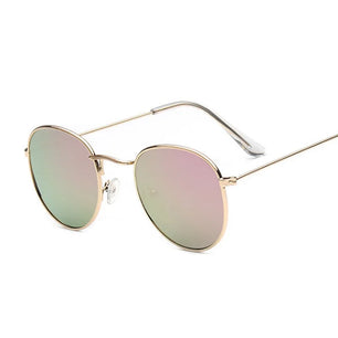 Women's Alloy Frame Acrylic Lens Oval Shaped Classic Sunglasses