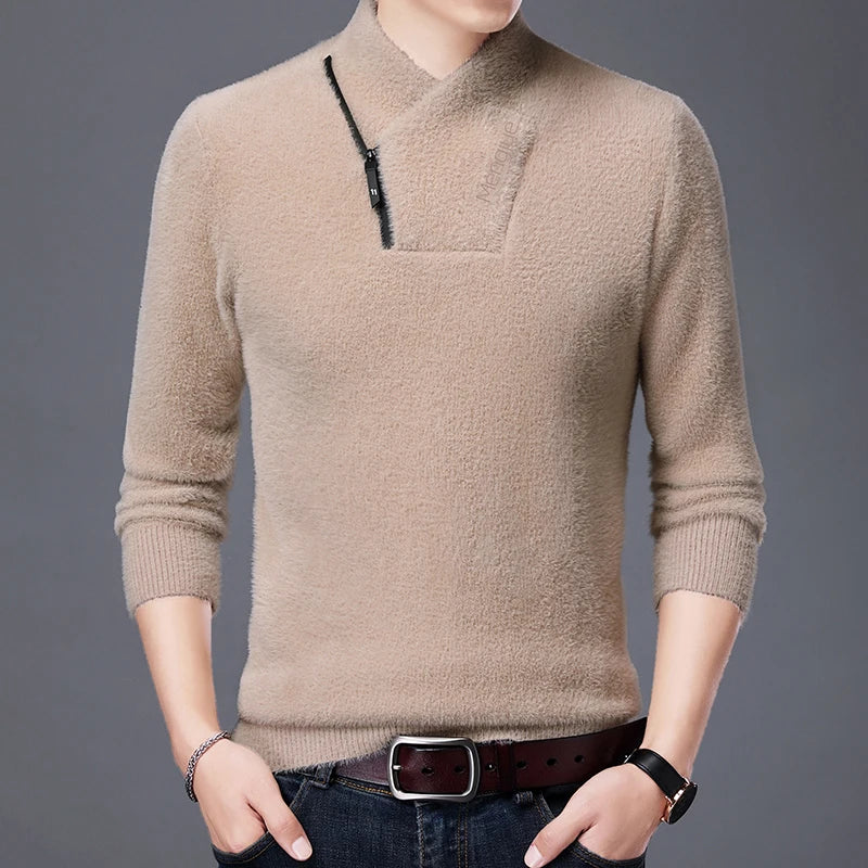 Men's V-Neck Acrylic Full Sleeve Pullover Closure Knitted Sweater