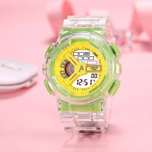 Kid's Acrylic Frame Round Shaped Waterproof Trendy Sports Watch