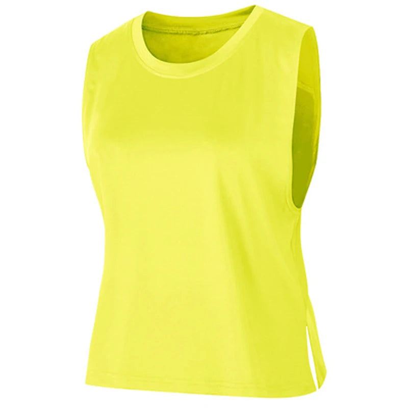 Women's Nylon O-Neck Sleeveless Shockproof Yoga Workout Top