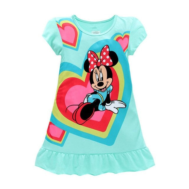 Kid's Girl Polyester O-Neck Short Sleeve Trendy Summer Nightgowns