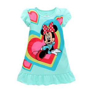 Kid's Girl Polyester O-Neck Short Sleeve Trendy Summer Nightgowns