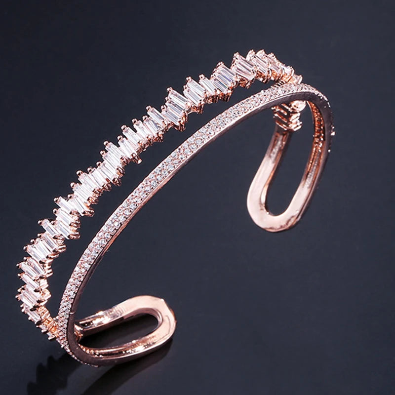 Women's Copper Cubic Zirconia Pave Setting Wedding Bracelet