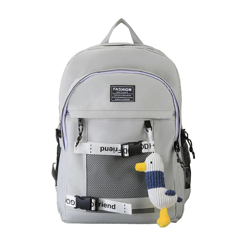 Men's Nylon Zipper Closure Letter Pattern Silt Pocket Backpack