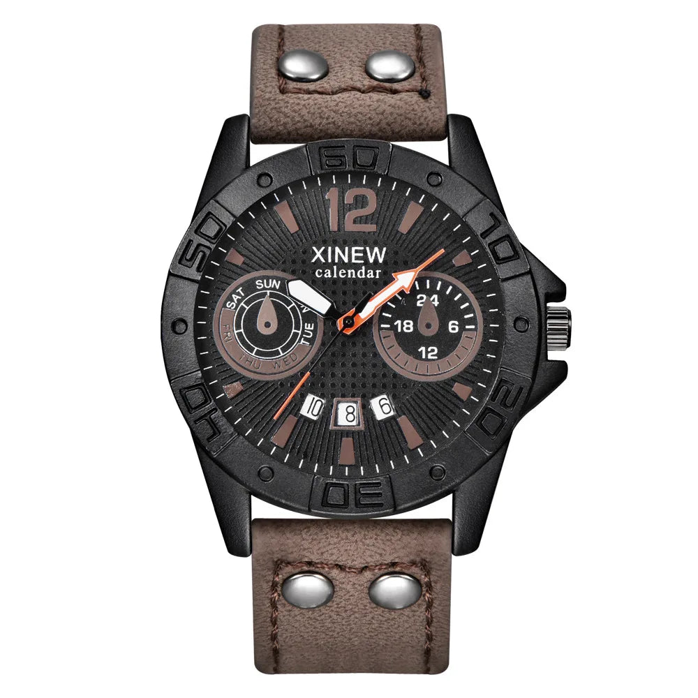 Men's Alloy Buckle Clasp Waterproof Quartz Trendy Round Watches