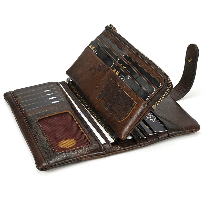 Men's Genuine Leather Solid Pattern Card Holder Casual Wallet