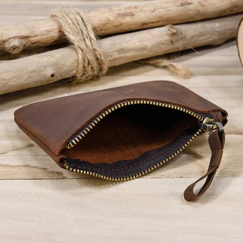 Men's Genuine Leather Solid Pattern Card Holder Casual Wallet