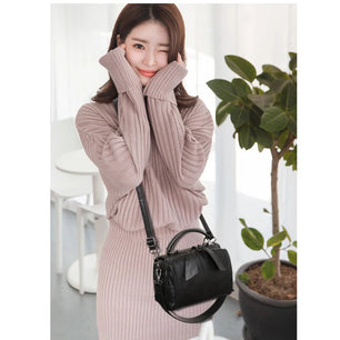 Women's PU Zipper Closure Solid Pattern Casual Shoulder Bags