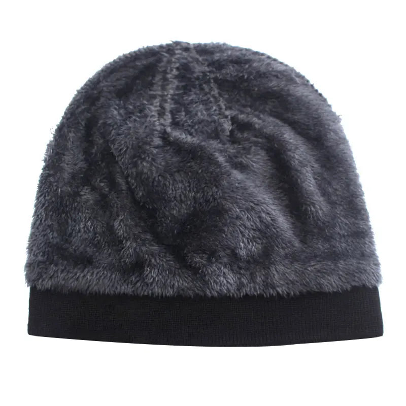 Men's Faux Fur Skullies Beanies Letter Pattern Casual Warm Cap