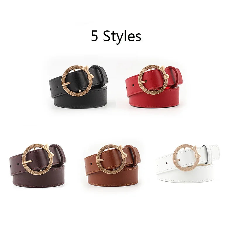 Women's PU Leather Adjustable Strap Pin Buckle Closure Belts