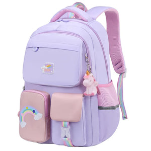 Kid's Polyester Zipper Closure Mixed Color Trendy School Backpack