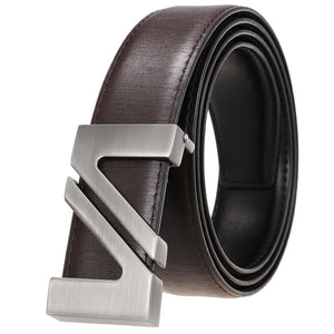 Men's Split Leather Buckle Closure Plain Pattern Trendy Belts