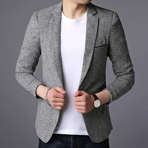 Men's Cotton Full Sleeves Single Breast Patchwork Pattern Blazers