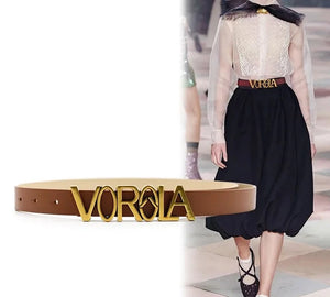 Women's Split Leather Metal Buckle Solid Pattern Waistband Belts