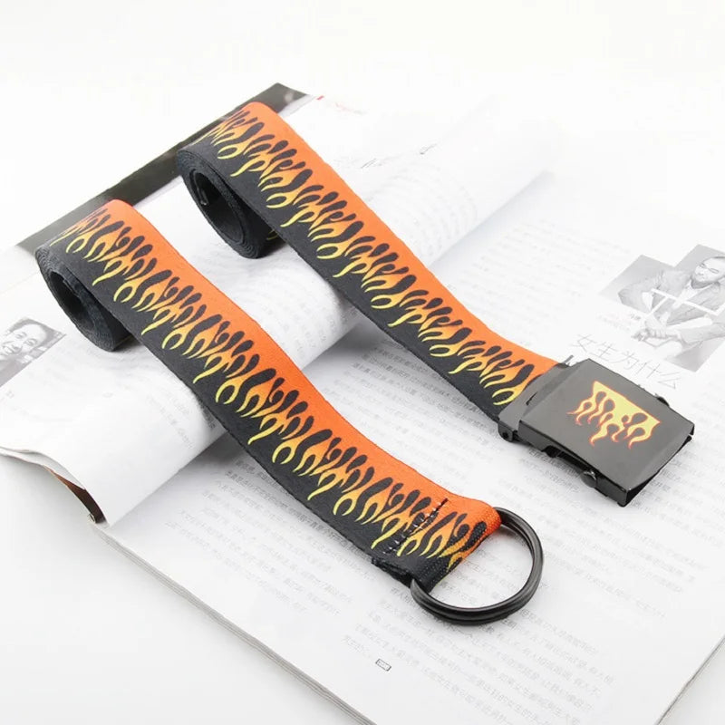 Women's Canvas Adjustable Buckle Closure Printed Pattern Belts