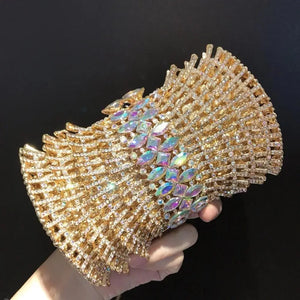 Women's Metallic Hasp Closure Rhinestone Pattern Wedding Clutch