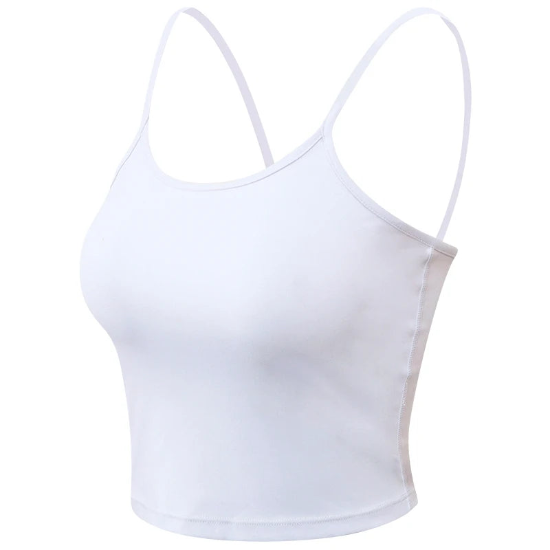 Women's O-Neck Spandex Sleeveless Breathable Solid Yoga Bra