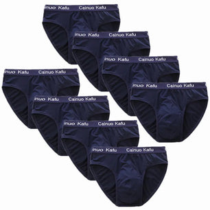 Men's 8 Pcs Polyester Elastic Closure Quick-Dry Solid Casual Brief