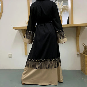 Women's Arabian Polyester Full Sleeve Patchwork Casual Abaya