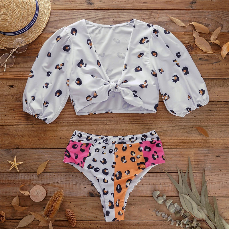 Women's Polyester Full Sleeve Printed Pattern Bathing Swimsuit