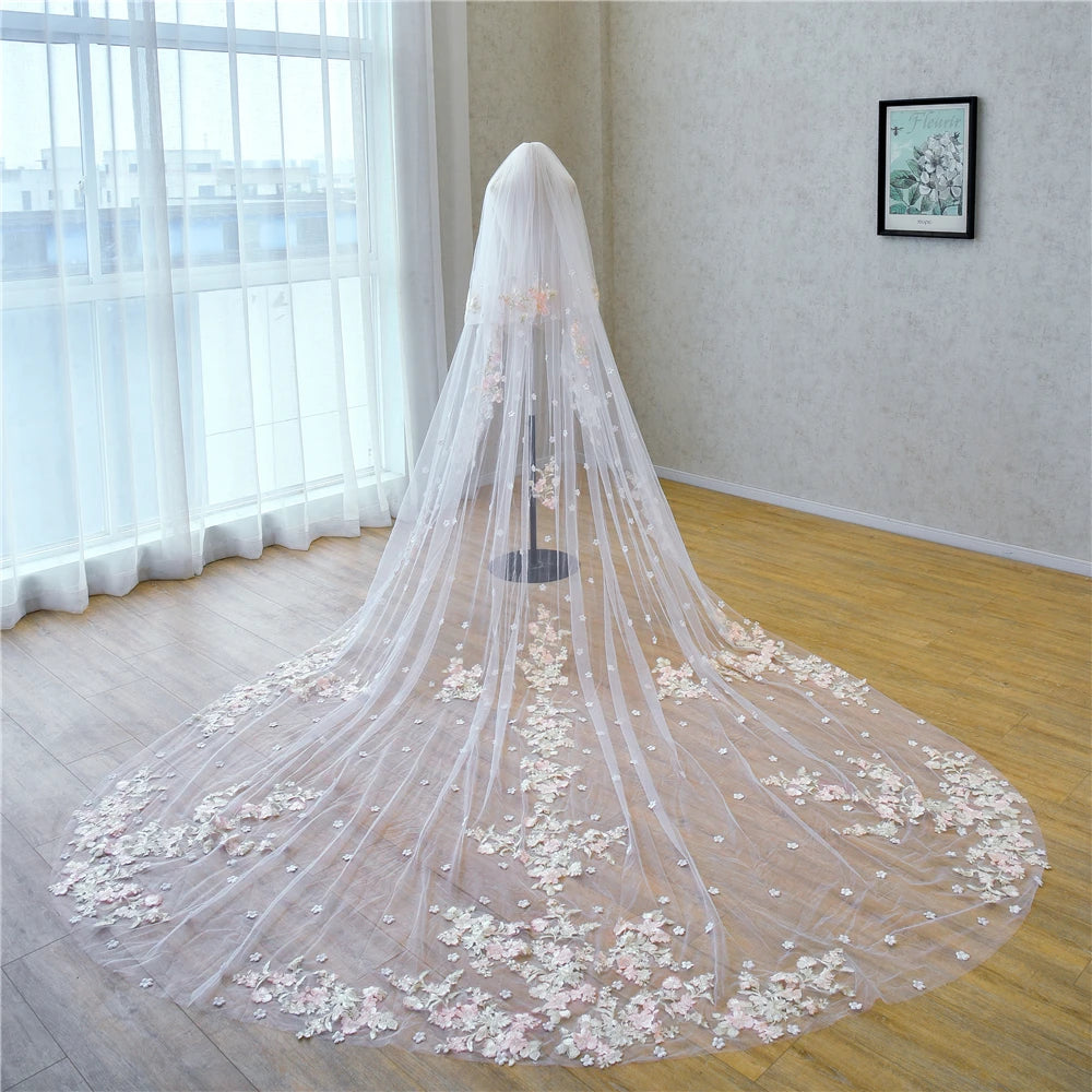 Women's Polyester Lace Edge Two-Layer Cathedral Wedding Veils