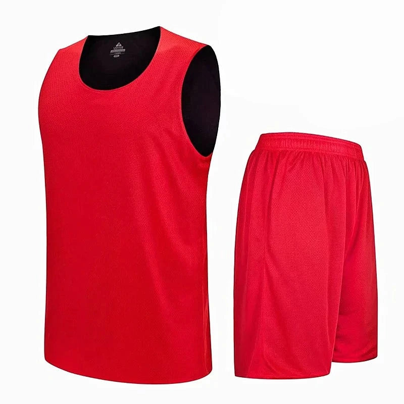 Men's Polyester O-Neck Sleeveless Solid Breathable Sports Set