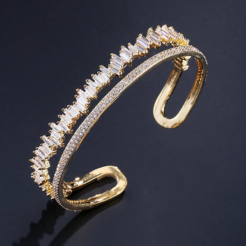 Women's Copper Cubic Zirconia Pave Setting Wedding Bracelet