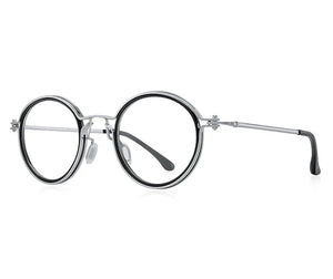 Men's Titanium Alloy Frame Full-Rim Round Shaped Trendy Glasses