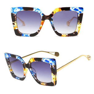 Women's Alloy Frame Polycarbonate Lens Square Shaped Sunglasses