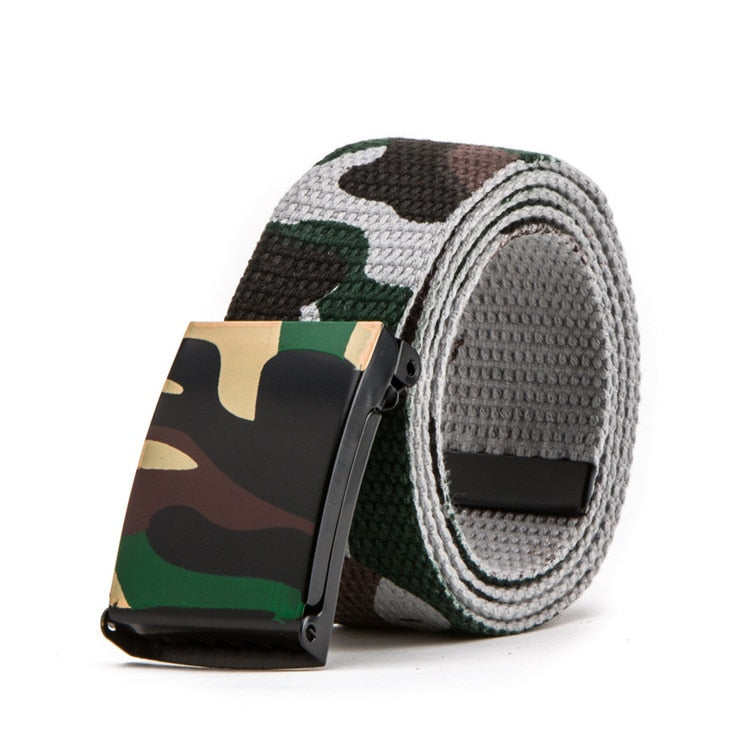 Men's Canvas Buckle Closure Camouflage Pattern Military Belts