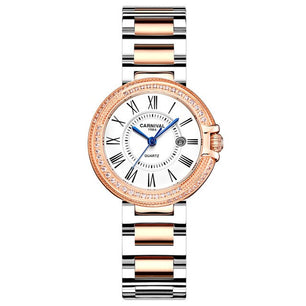 Women's Stainless Steel Round Shape Waterproof Luxury Watches