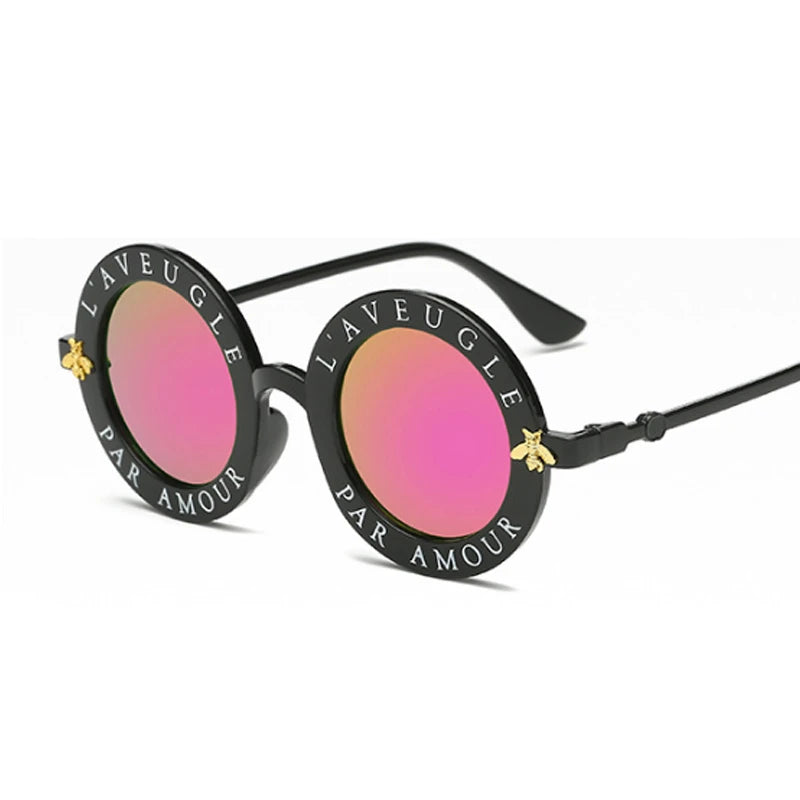 Women's Alloy Frame Acrylic Lens Round Shape UV400 Sunglasses